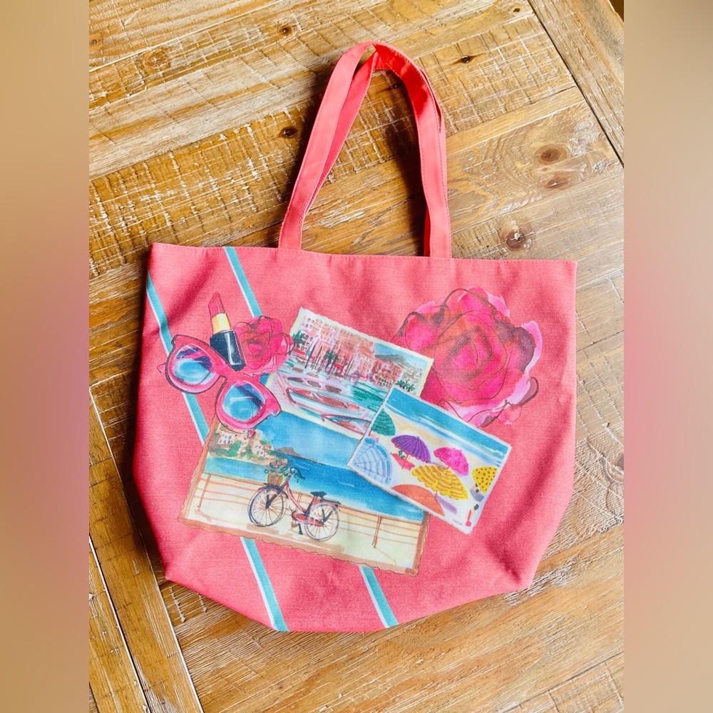 Lancôme Summer Postcard Large Tote 14.5x17.5” - Picture 1 of 4